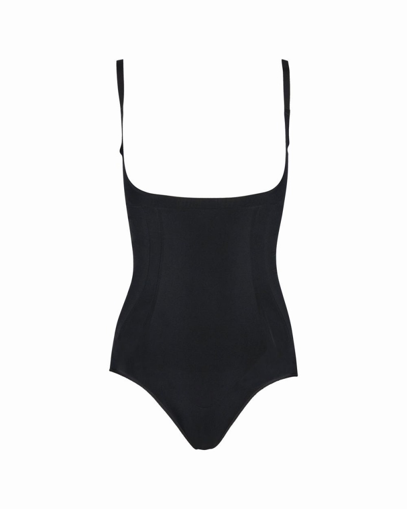 Black Spanx OnCore Open-Bust Panty Bodysuit | DEMSU-1765