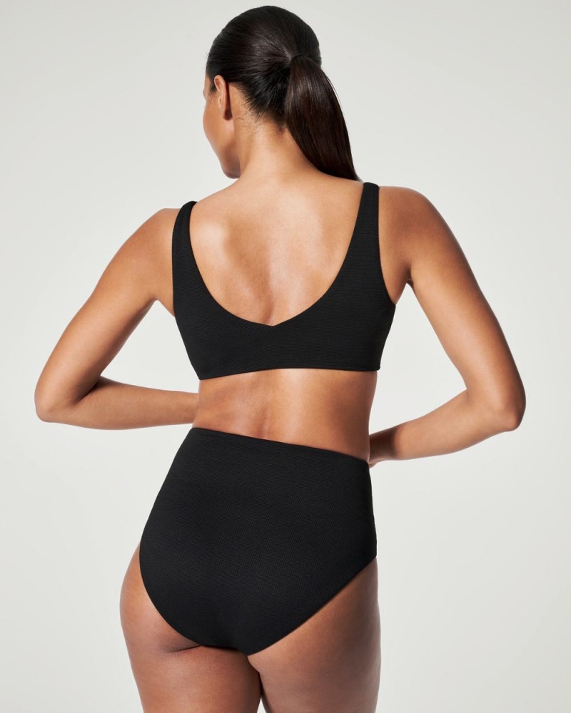 Black Spanx Pique Shaping High Rise Swim Bottom | SVTRB-6974