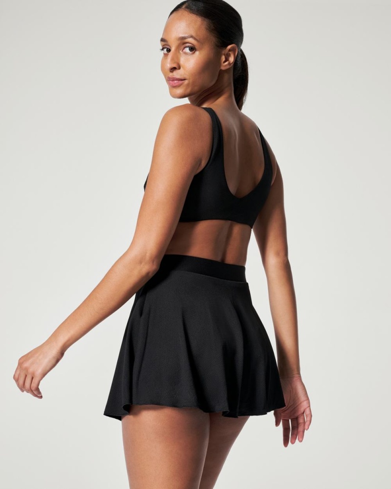 Black Spanx Pique Shaping High Rise Swim Skort | OXJZL-7910