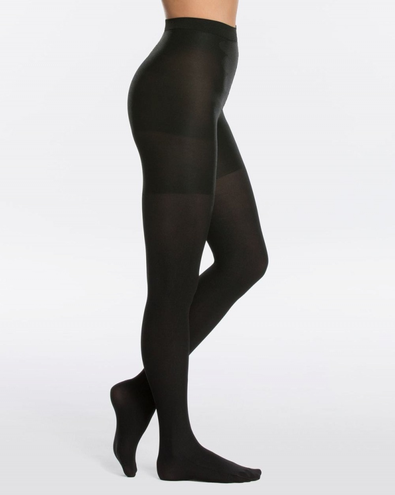 Black Spanx Reversible Mid-Thigh Shaping Tights | SGQHX-7813