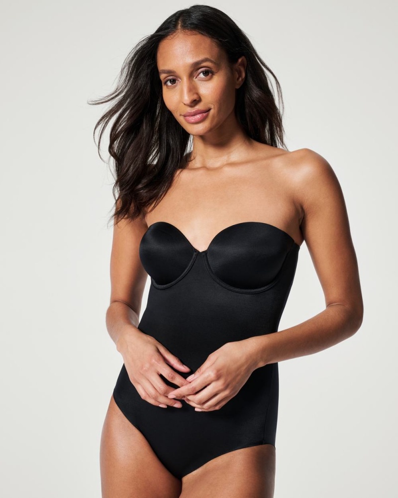 Black Spanx Suit Your Fancy Strapless Cupped Panty Bodysuit | LTDYE-3790