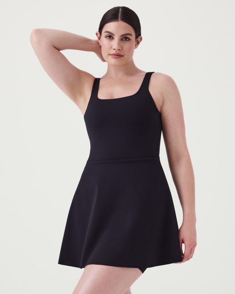 Black Spanx The Get Moving Square Neck Tank Dress, 30.5