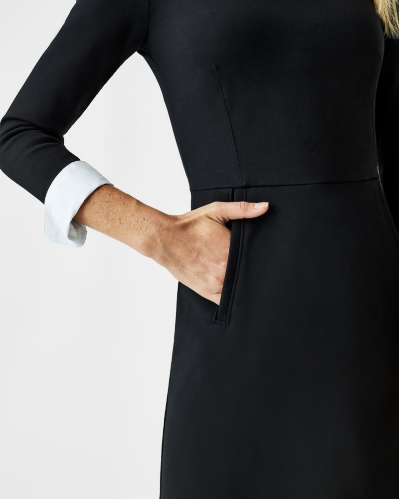 Black Spanx The Perfect A-line 3/4 Sleeve Dress | IEMXK-2463