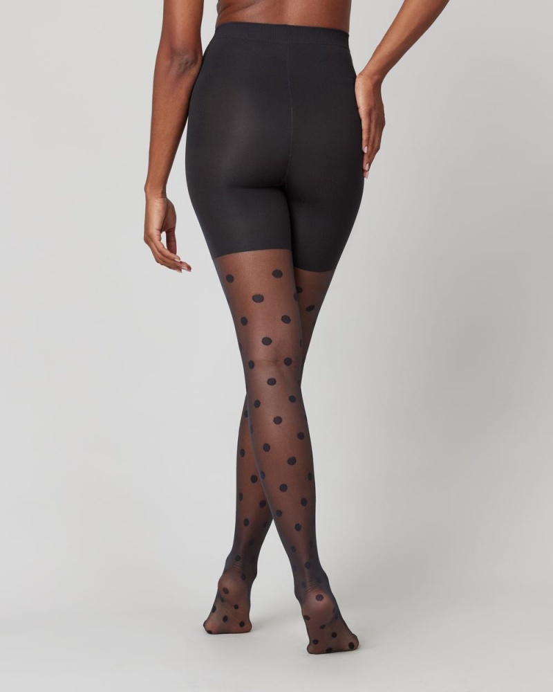 Black Spanx Tight-End Tights®, Sheer Polka Dot | FPKEI-5862