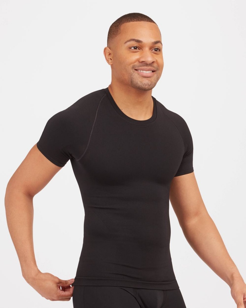 Black Spanx Ultra Sculpt Seamless Crew Neck | SHAZN-2097