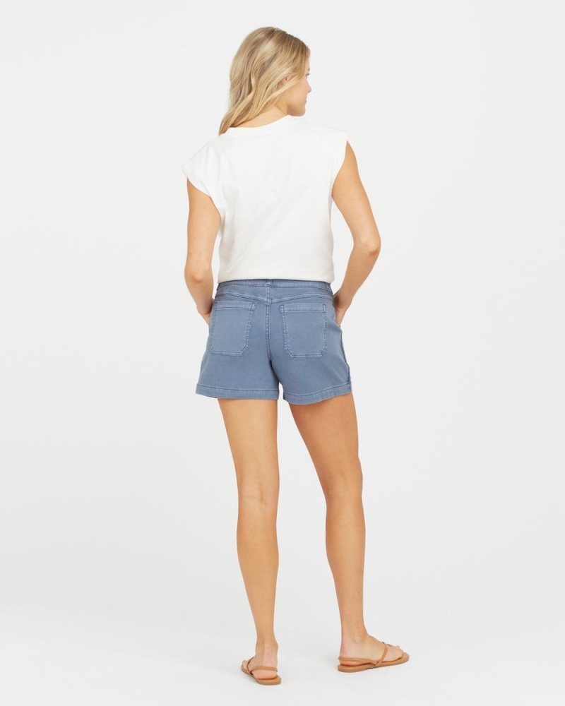 Blue Spanx Stretch Twill Shorts, 4