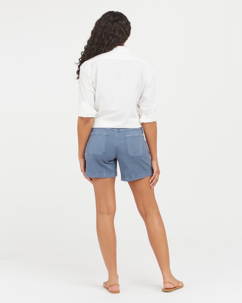 Blue Spanx Stretch Twill Shorts, 6