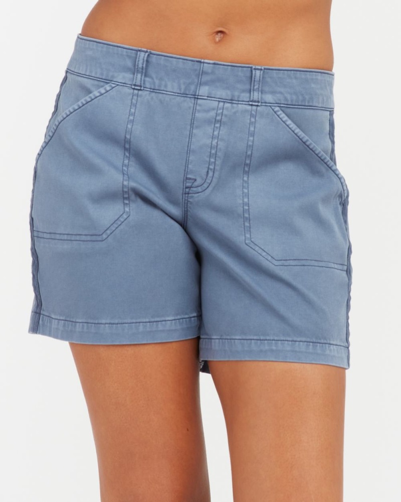 Blue Spanx Stretch Twill Shorts, 6