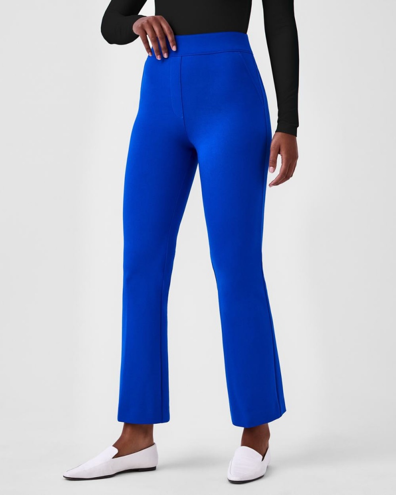 Blue Spanx The Perfect Pant, Kick Flare in Orange Pop Plaid Jacquard | AWPNU-8490