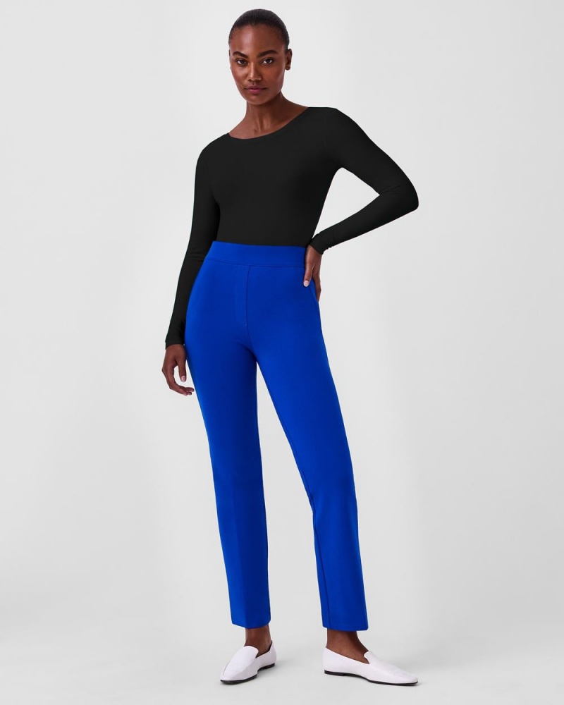 Blue Spanx The Perfect Pant, Kick Flare in Orange Pop Plaid Jacquard | AWPNU-8490