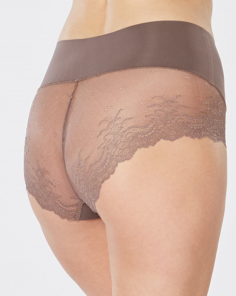 Brown Grey Spanx Undie-tectable® Lace Hi-Hipster Panty | KJSYN-5826