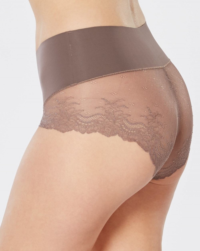 Brown Grey Spanx Undie-tectable® Lace Hi-Hipster Panty | KJSYN-5826