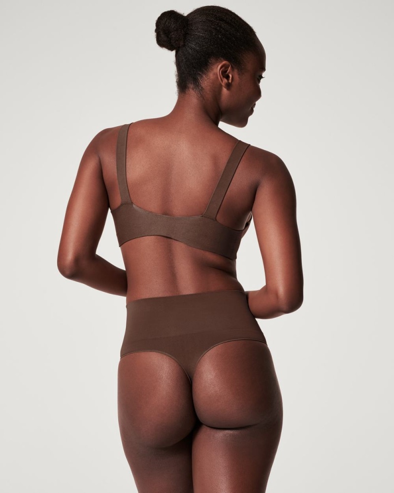 Brown Spanx EcoCare Seamless Shaping Thong | JDURM-8091