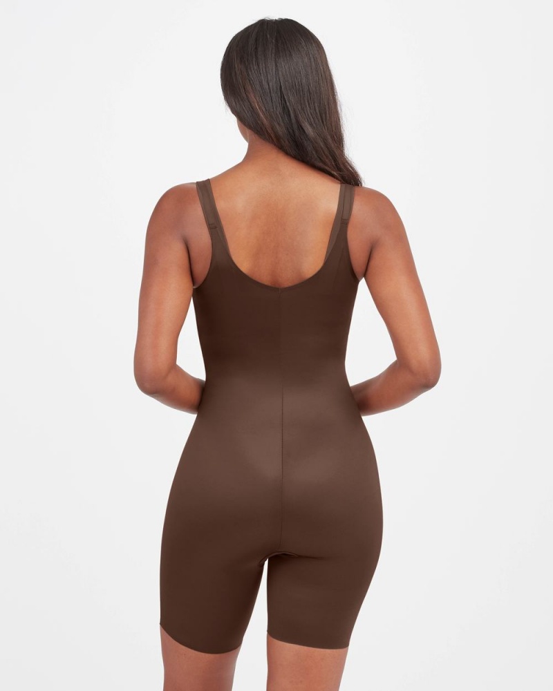 Brown Spanx Thinstincts® 2.0 Open-Bust Mid-Thigh Bodysuit | XZDSB-2916