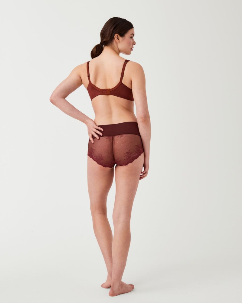 Brown / Rose Spanx Undie-tectable® Lace Hi-Hipster Panty | AUOSI-2186