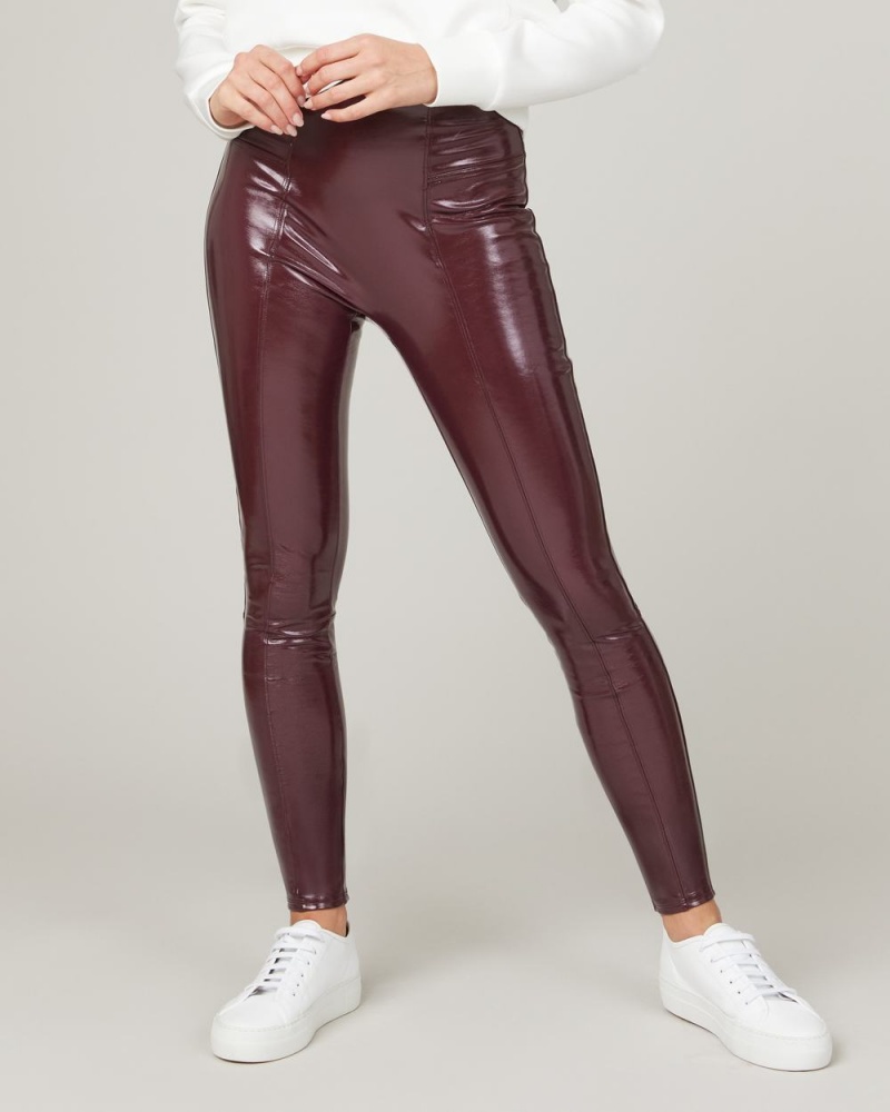 Burgundy Spanx Faux Patent Leather Leggings | AINSU-9180