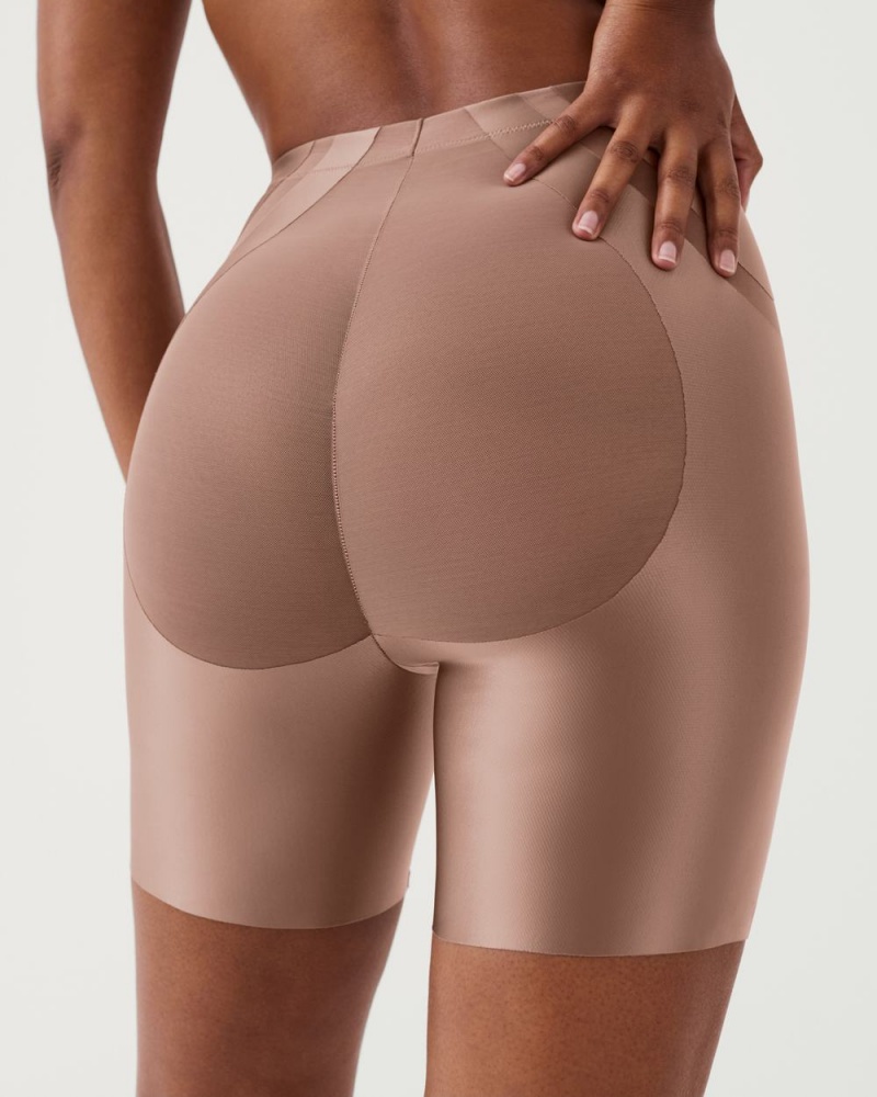 Cafe Au Lait Spanx Booty-Lifting Mid-Thigh Short | EQNUB-6017