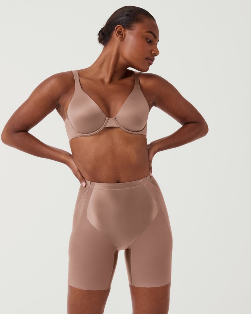 Cafe Au Lait Spanx Booty-Lifting Mid-Thigh Short | EQNUB-6017