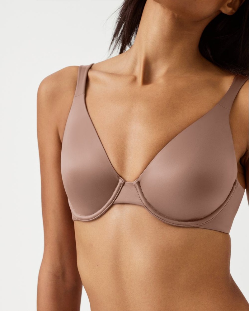 Cafe Au Lait Spanx Shaping Satin Unlined Full Coverage Bra | MTHIE-2678