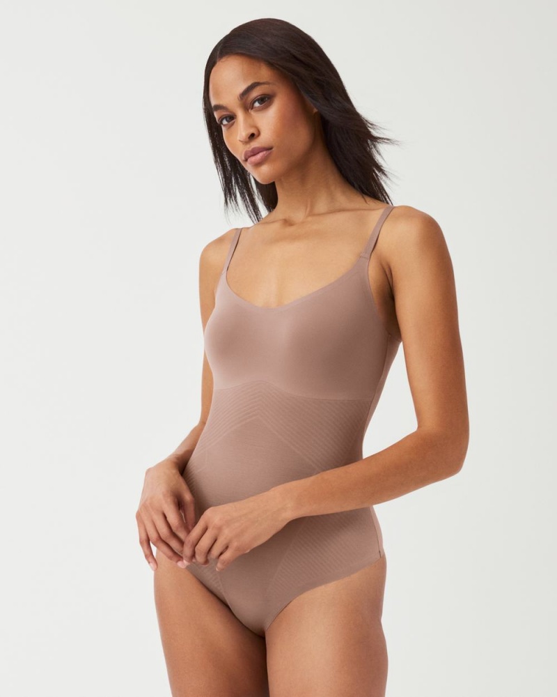 Cafe Au Lait Spanx Thinstincts® 2.0 Cami Thong Bodysuit | QZKMJ-1832