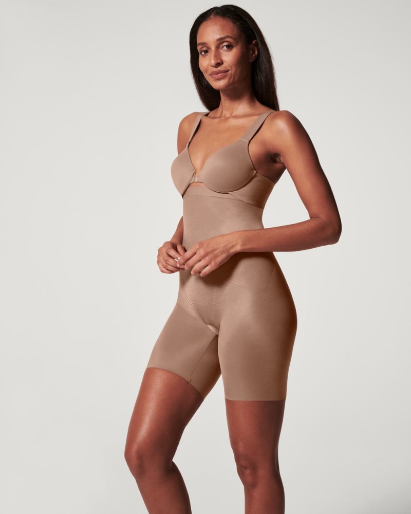 Cafe Au Lait Spanx Thinstincts® 2.0 High-Waisted Mid-Thigh Short | NZBJV-6258