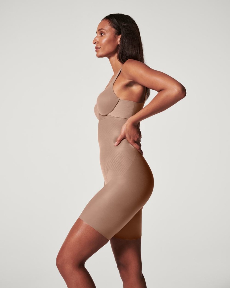 Cafe Au Lait Spanx Thinstincts® 2.0 High-Waisted Mid-Thigh Short | NZBJV-6258