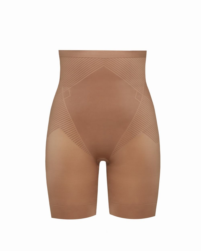 Cafe Au Lait Spanx Thinstincts® 2.0 High-Waisted Mid-Thigh Short | NZBJV-6258