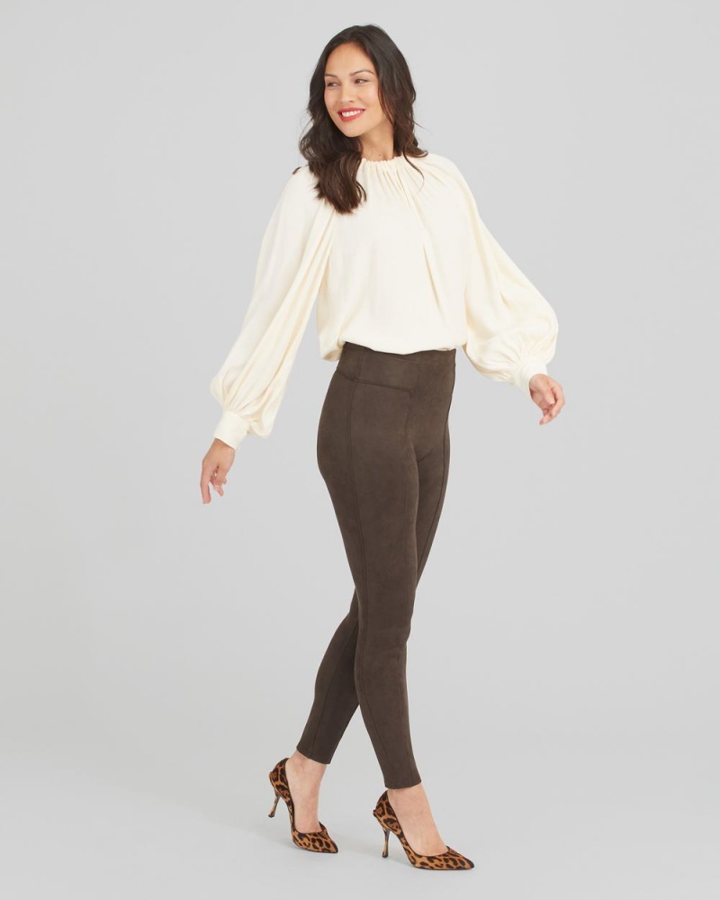 Chocolate Brown Spanx Faux Suede Leggings | ZRCXE-3892