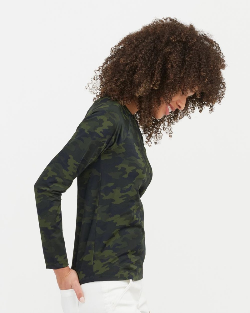 Green Camo Spanx Long Sleeve Swim Shirt | UKCNA-1063