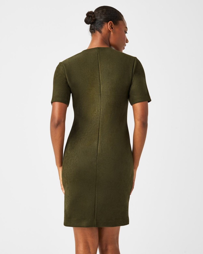 Green Spanx Faux Suede Column Dress | BFUZG-9250