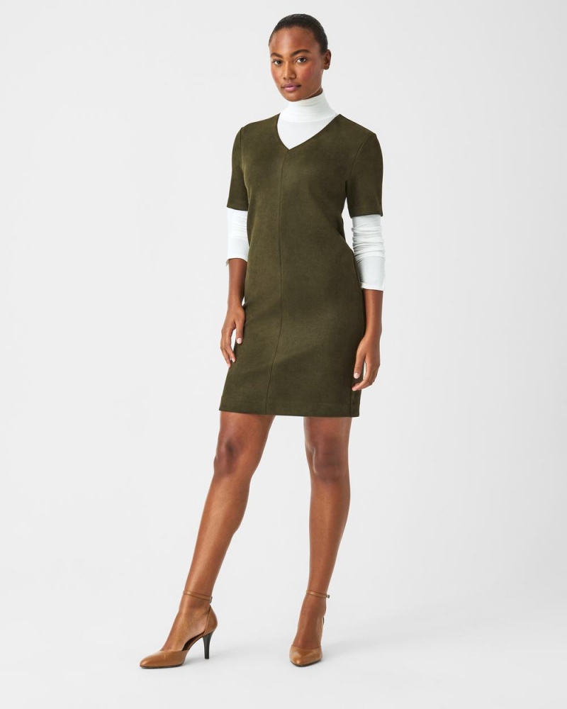 Green Spanx Faux Suede Column Dress | BFUZG-9250