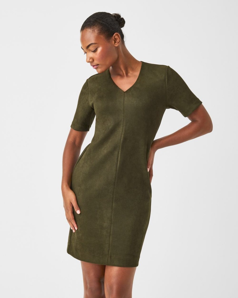 Green Spanx Faux Suede Column Dress | BFUZG-9250