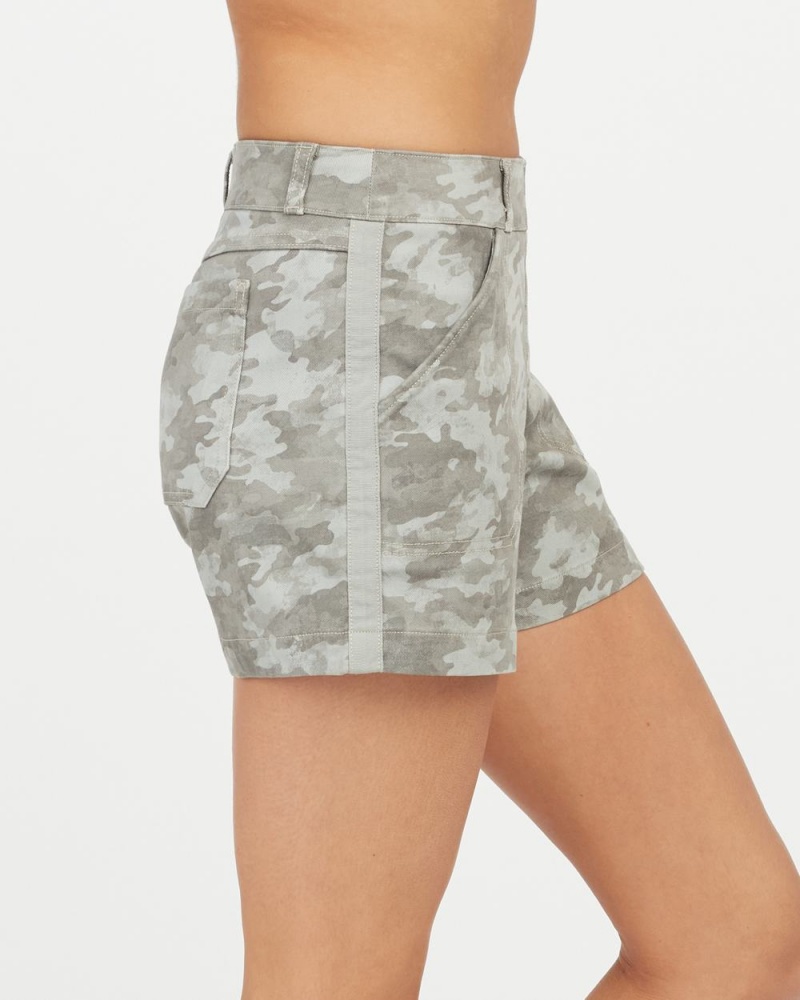 Grey Wash Camo Spanx Stretch Twill Shorts, 4