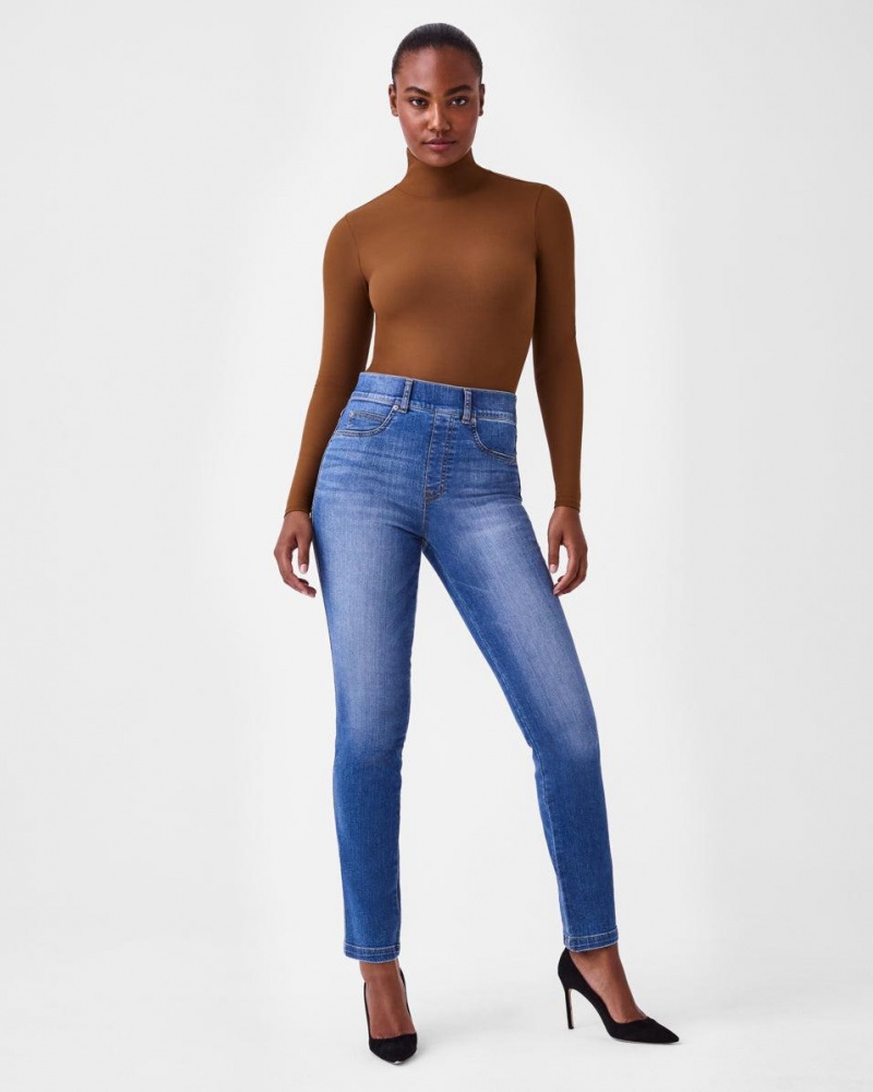 Indigo Spanx Straight Leg Jeans | ZFYRB-3724