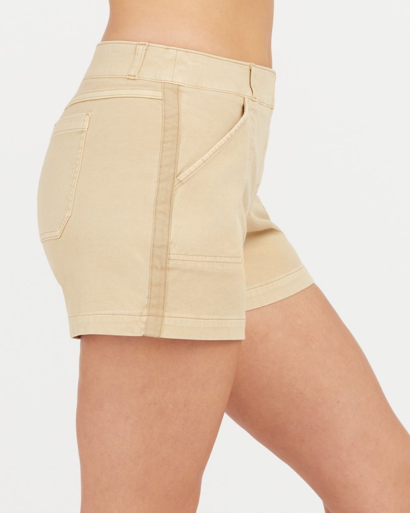 Khaki Spanx Stretch Twill Shorts, 4