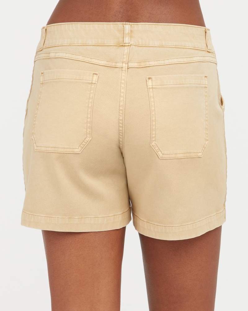 Khaki Spanx Stretch Twill Shorts, 6