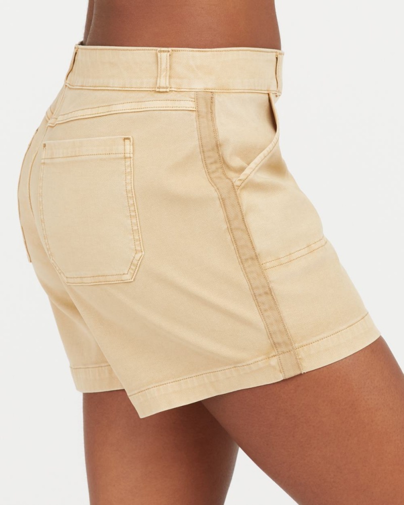 Khaki Spanx Stretch Twill Shorts, 6