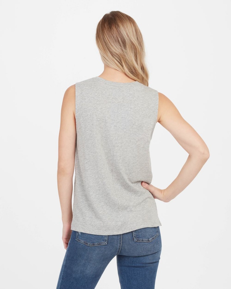 Light Grey Spanx Pima Cotton Muscle Tee | OMIVT-4035