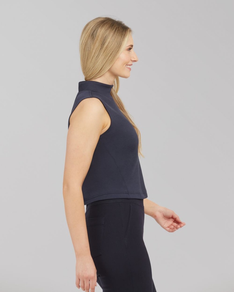 Navy Spanx AirEssentials Mock Neck Top | JBLPT-7342