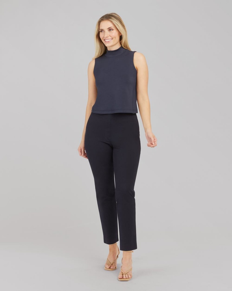 Navy Spanx AirEssentials Mock Neck Top | JBLPT-7342