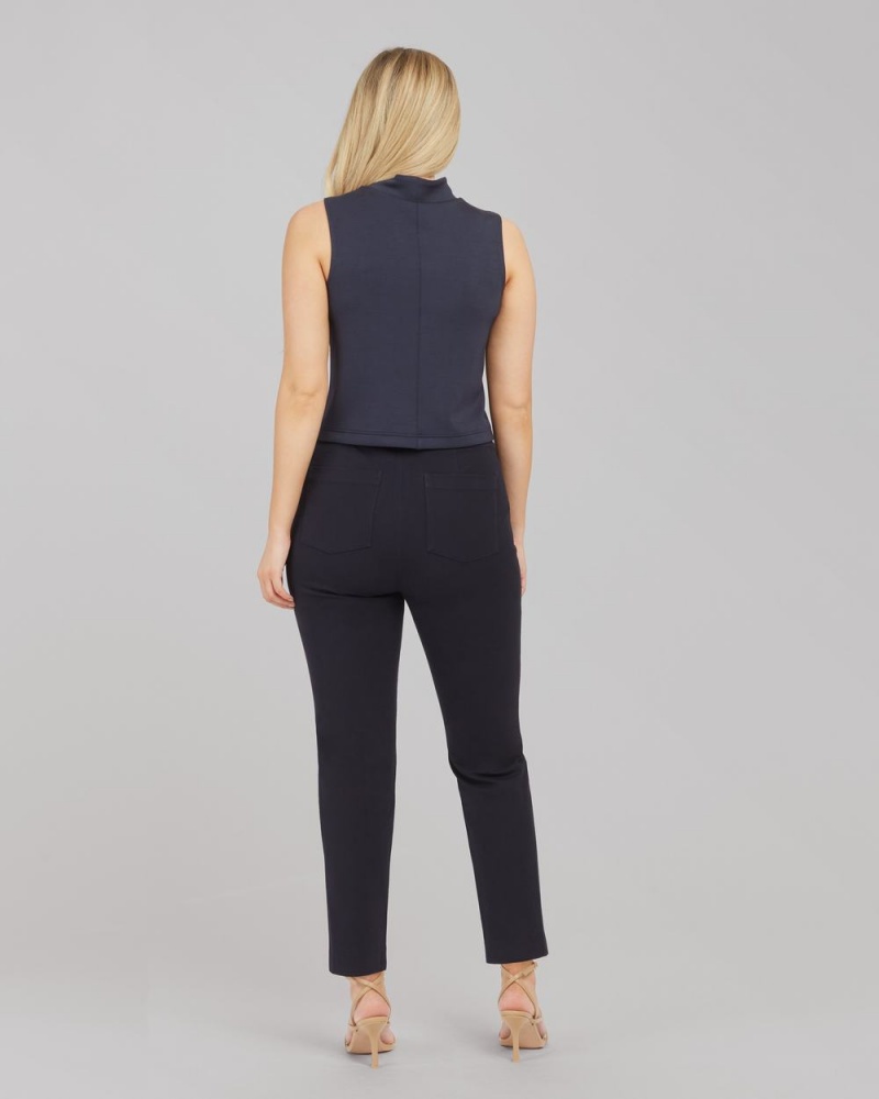 Navy Spanx AirEssentials Mock Neck Top | JBLPT-7342