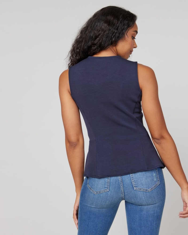 Navy Spanx AirEssentials Peplum ‘At-the-Hip’ Top | DPROV-7162