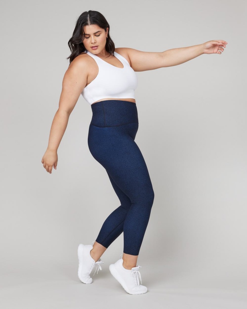 Navy Spanx Booty Boost® Active Floral Squiggle 7/8 Leggings | ZSVIM-7153