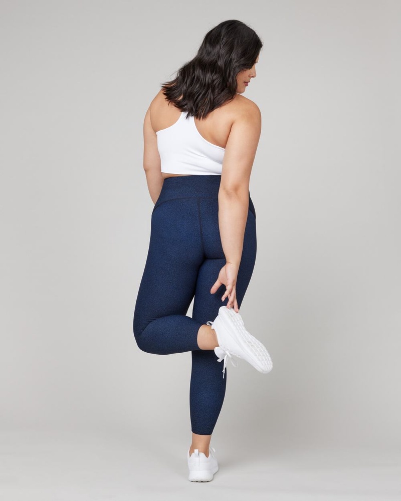 Navy Spanx Booty Boost® Active Floral Squiggle 7/8 Leggings | ZSVIM-7153