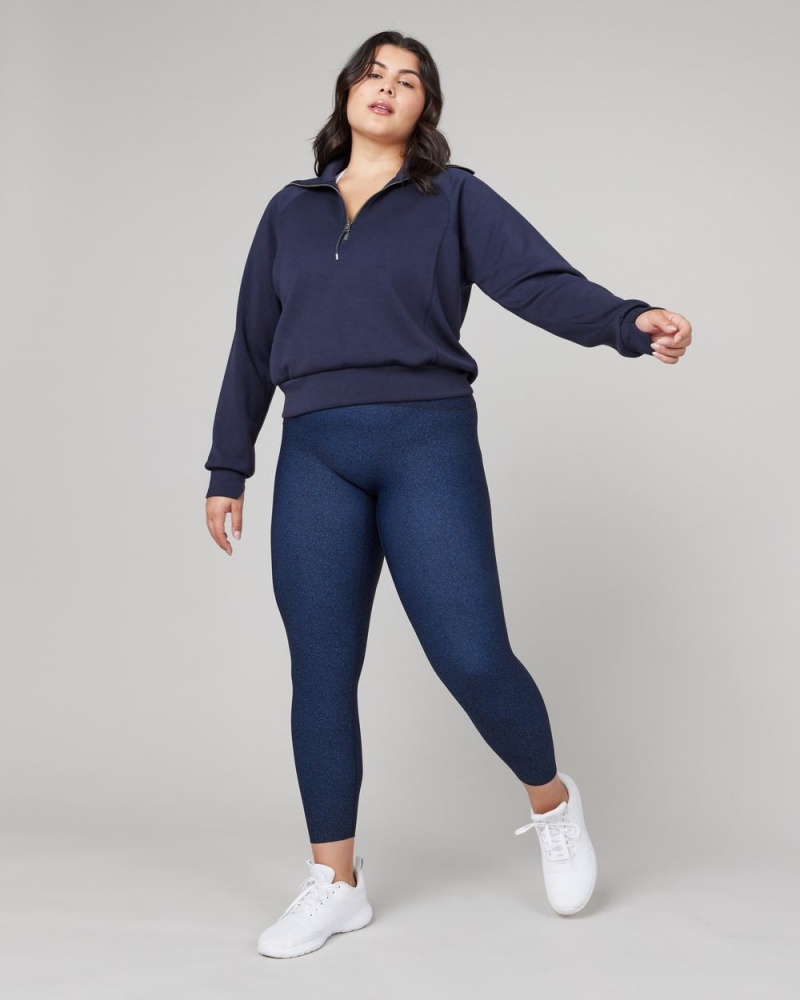 Navy Spanx Booty Boost® Active Floral Squiggle 7/8 Leggings | ZSVIM-7153