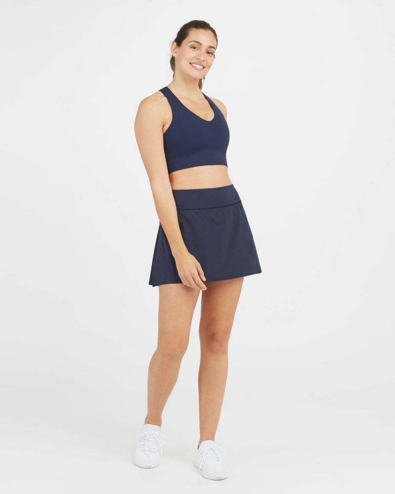 Navy Spanx Longline Medium Impact Sports Bra | QRFGV-5986