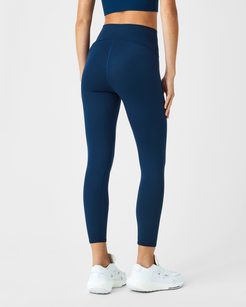 Navy Spanx Soft & Smooth Active 7/8 Leggings | AYMGP-3542