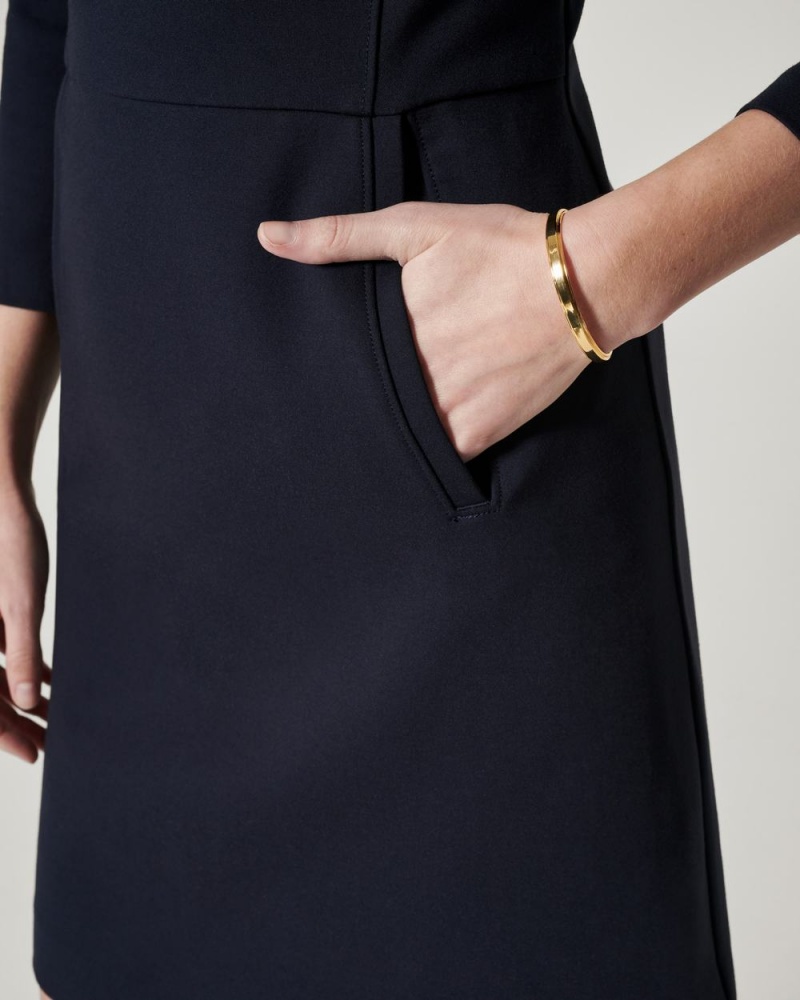 Navy Spanx The Perfect A-line 3/4 Sleeve Dress | LNSHW-6094