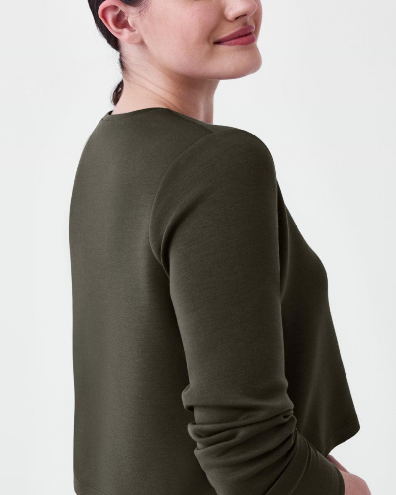 Olive Spanx AirEssentials Cropped Long Sleeve Top | YZORE-9350