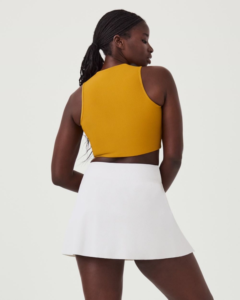 Orange Mustard Spanx Contour Rib Mock Neck Crop Top | QDAXH-7091